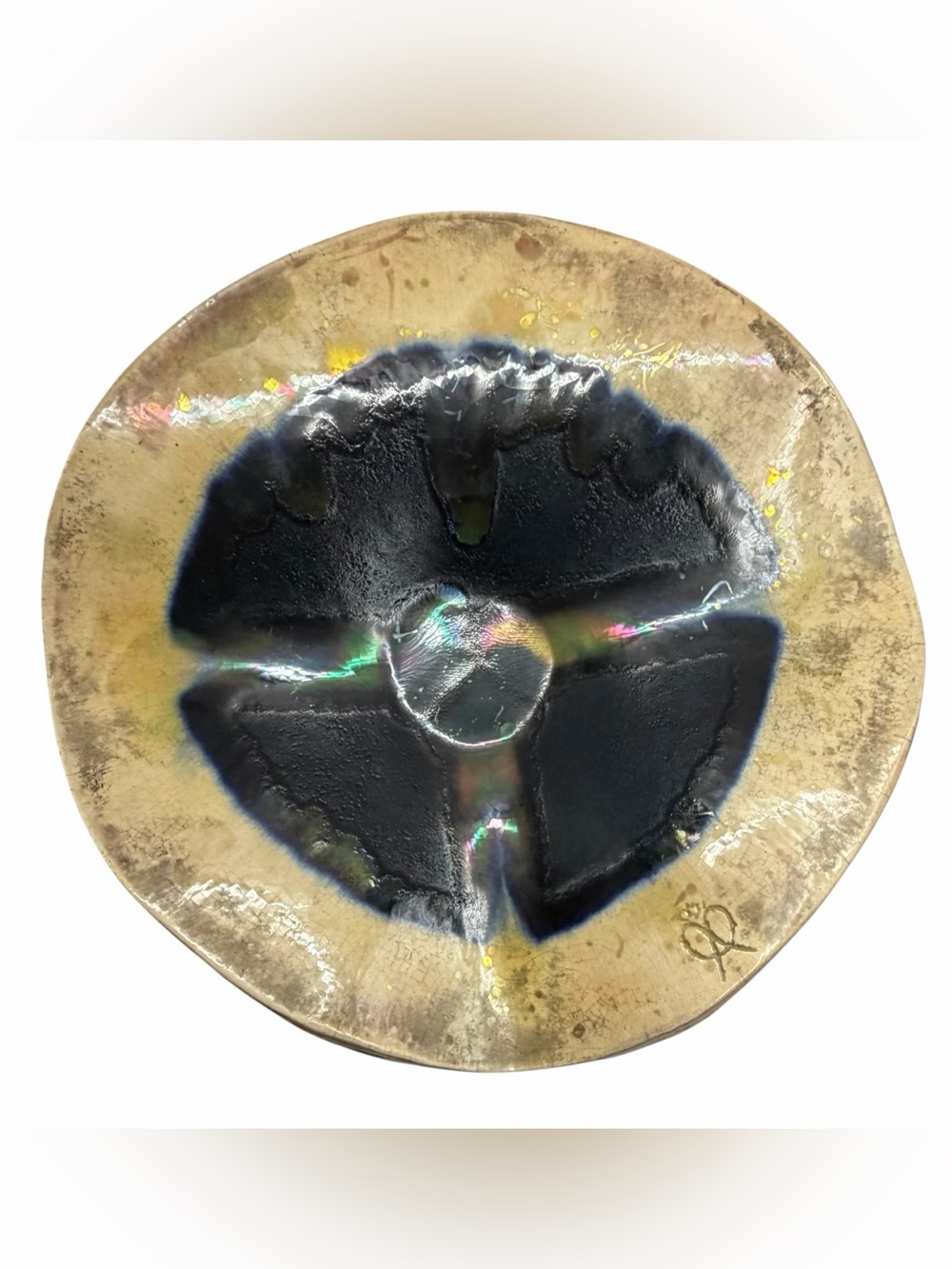 Stunning Dichroic Iridescent Fused Art Glass Bowl by Lynn Latimer